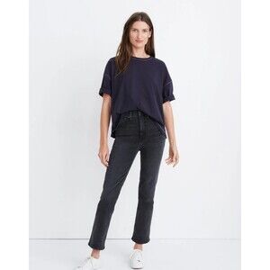 Madewell Medium Oversized Tee Dark Cadet Cotton Cropped Short Sleeve Crewneck